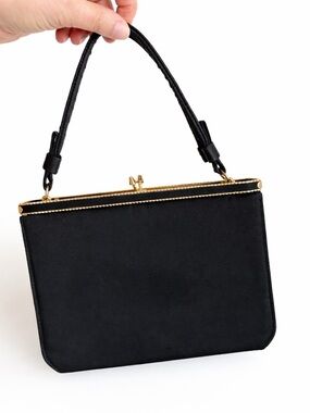 Vintage After Five Classic Gold Black Handbag Elegant Evening Bag Made in USA